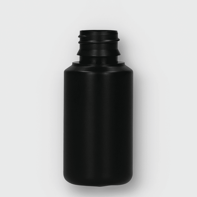 plastic fles 100 ml hdpe zwart h28mm verzegelbaar